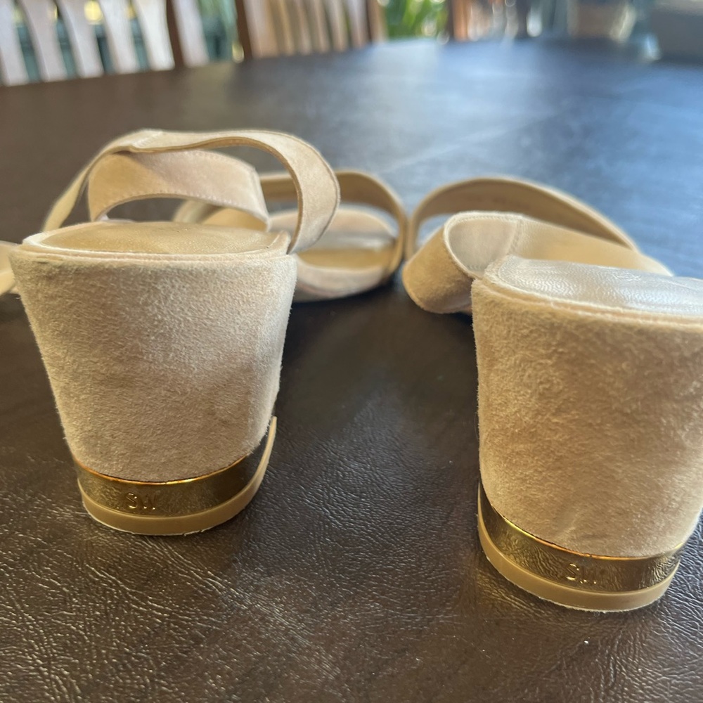 Stuart Weitzman Block Heel Laceup Suede Sandals I… - image 4